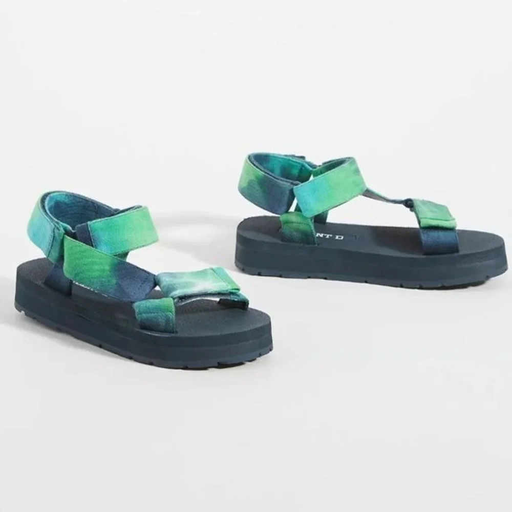 NIB Anthropologie Silent D Morgan Sport Womens Sandals Blue Green Tie-Dye 37